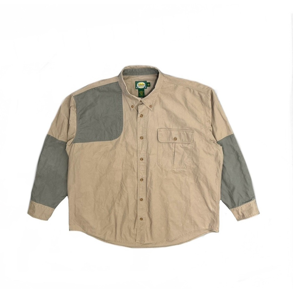 Cabelas Mens Size 2XL Outdoor Work Shirt Two Tone Hunting Fishing Long Sleeve